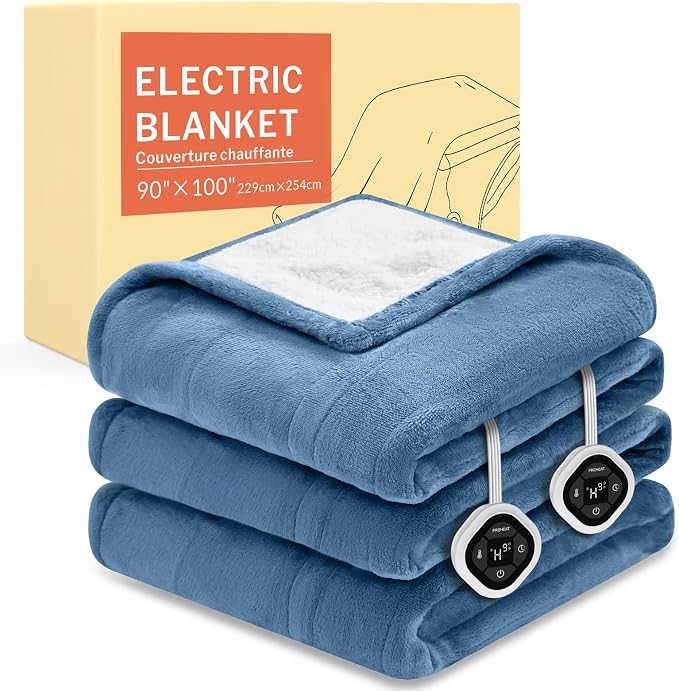 HOMLYNS LuxeHeat Heated Blanket Electric Blanket King Size, Soft Flannel Sherpa by HOMLYNS