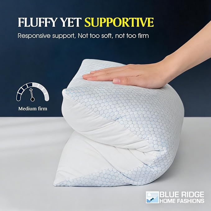 Blue Ridge Home Fashions Cooling Bed Pillows King Size Set of 2, Reversible - Image 6