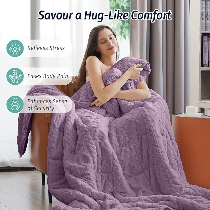 Wemore Weighted Blanket for Adults Twin Size 15 lbs, Dual Sided Soft Fuzzy - Image 4