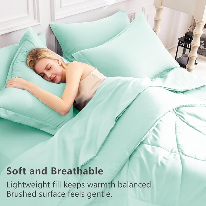 CozyLux Full Size Comforter Sets Mint Green - Image 3