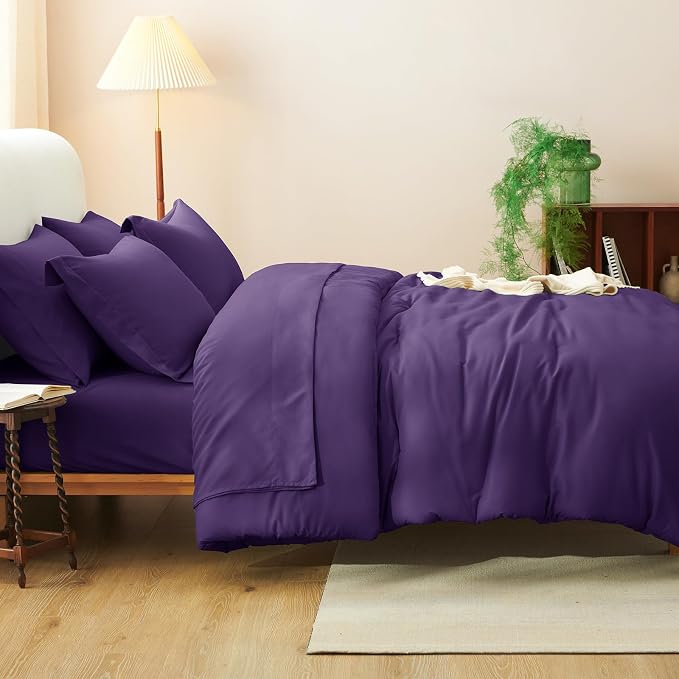 CozyLux Full Size Comforter Sets Purple, 7 Pieces Bed in a Bag Full Comforter - Image 9