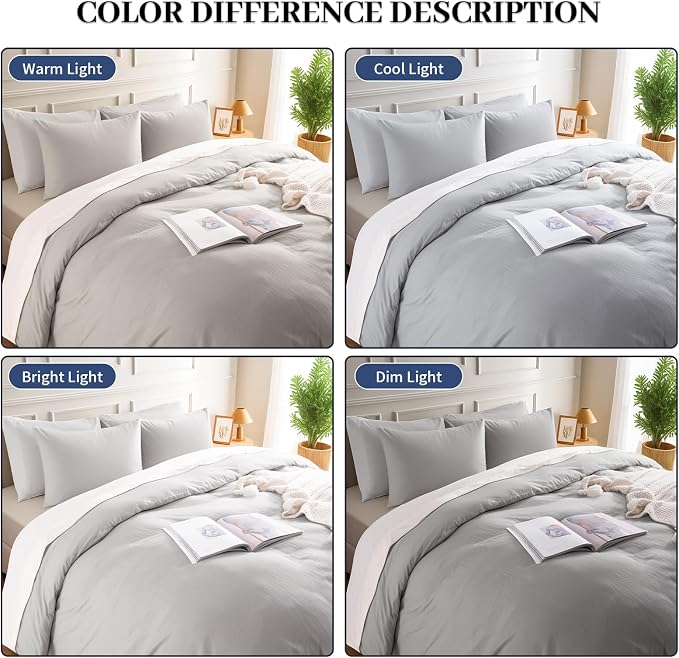 NEXHOME PRO Duvet Cover Set Kids Twin Size Linen Feel Textured Organic Natural - Image 2