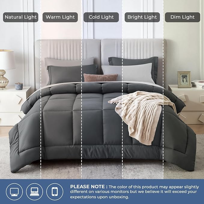 Sasttie King Size Comforter Set, 7 Pieces Bed in a Bag King, Complete Bedding - Image 8