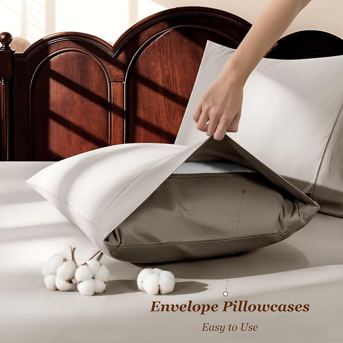 LBRO2M 1000 Thread Count 100% Egyptian Cotton Sheets Set King Size, 4 Piece - Image 6