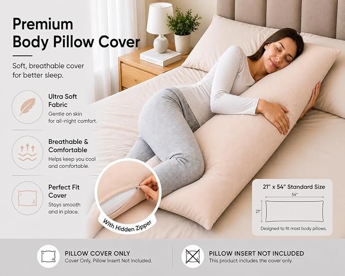 EVOLIVE Body Pillow Cover 21"x54", Ultra Soft Microfiber Pillowcase - Image 3