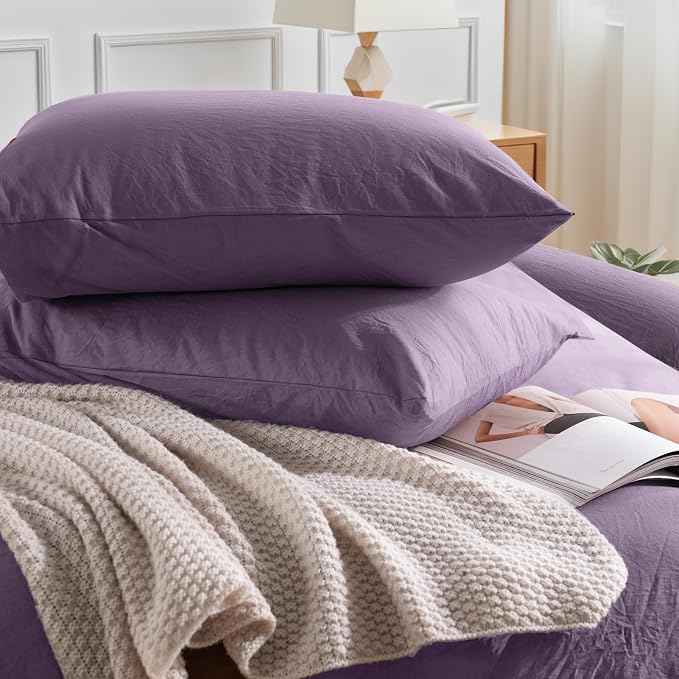 NEXHOME PRO Twin Duvet Cover Set, 100% Washed Cotton - Image 5