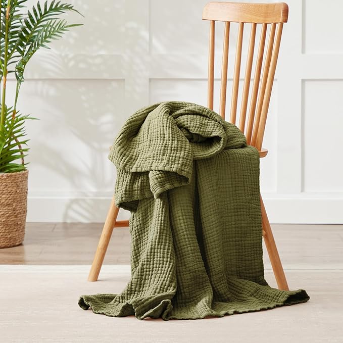 100% Cotton Muslin Blanket 50" x 60", Breathable and Lightweight Cotton Throw - Image 6