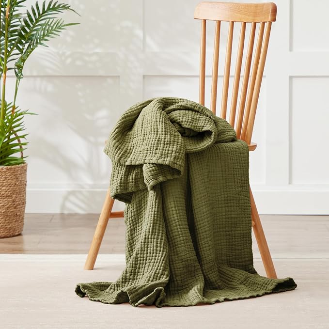 100% Cotton Muslin Blanket Twin 60" x 80", Breathable and Lightweight Cotton - Image 6
