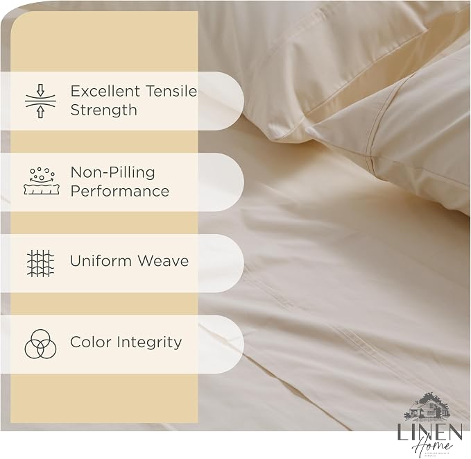 Linen Home 100% Cotton Percale Sheet Set Pack of 2, Queen Size, Deep Pocket - Image 2