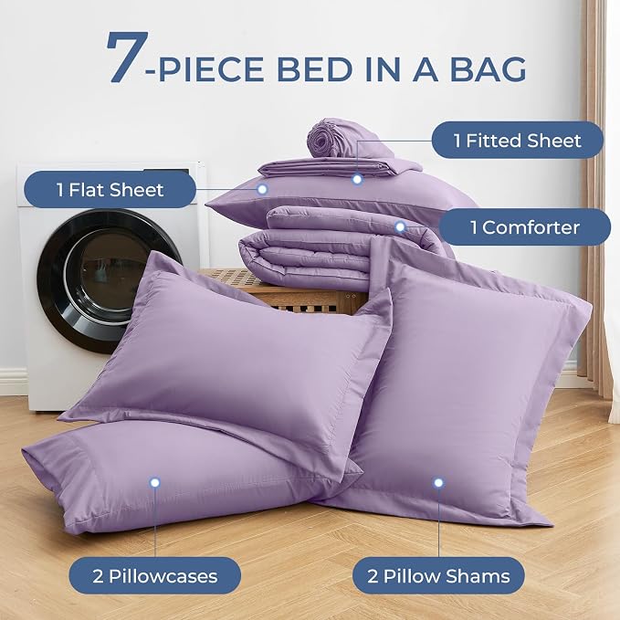 Sasttie King Size Comforter Set, 7 Pieces Bed in a Bag King, Complete Bedding - Image 6