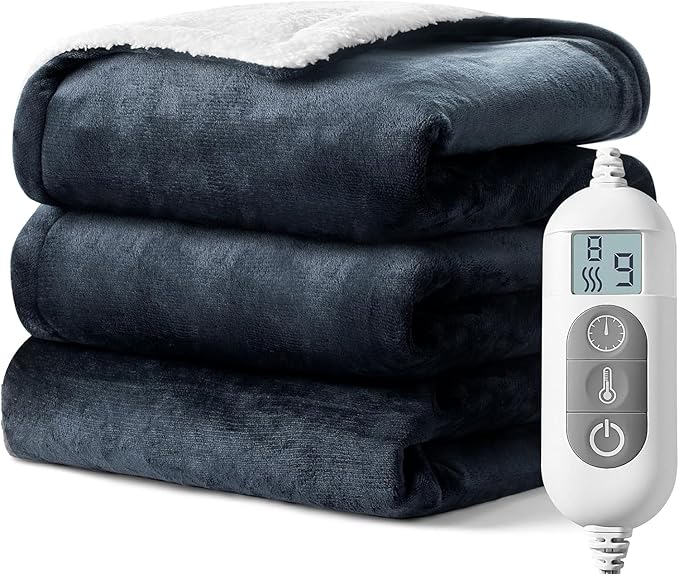 Heated Blanket, Soft Flannel Heated Throw Blanket, Fast Heating Electric Throw by Shodu