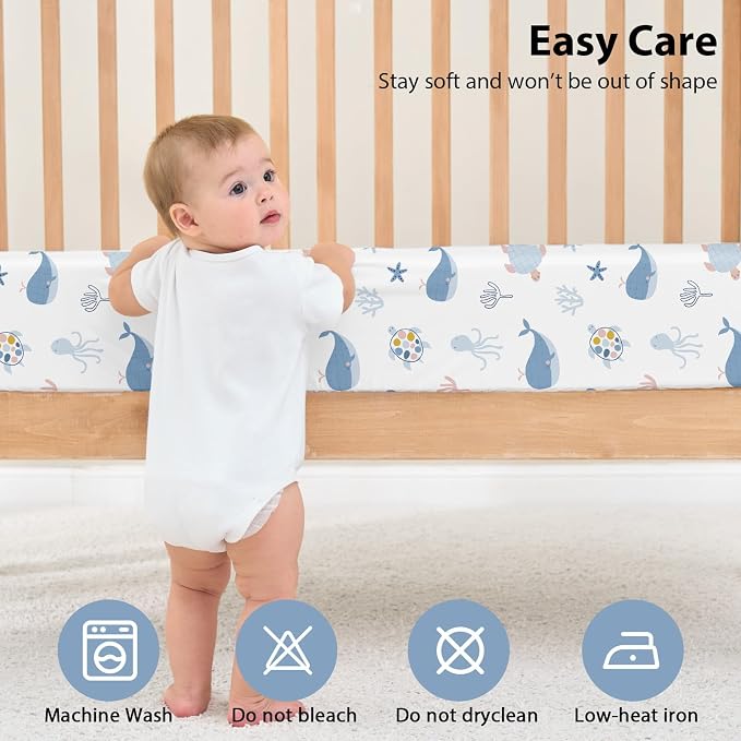 Baby Crib Sheets for Boys and Girls, 3 Pack Toddler Bed Sheets for 52”x28” - Image 7