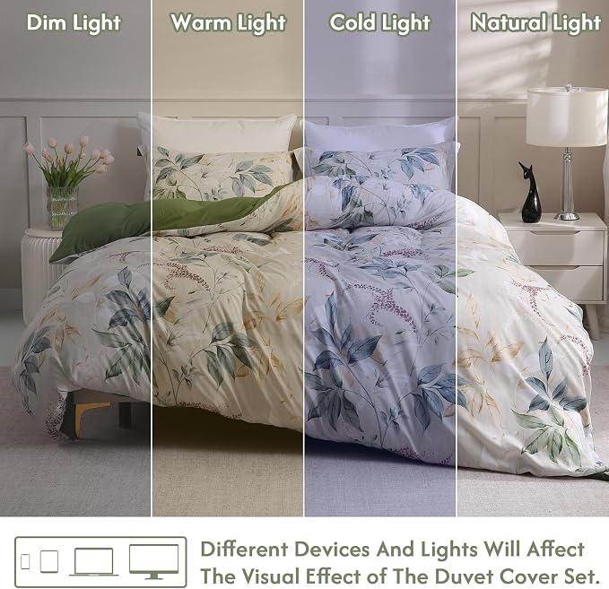 LONAVA Queen Botaincal 3 Pcs Duvet Cover Set, Breathable Soft Microfiber Forest - Image 5