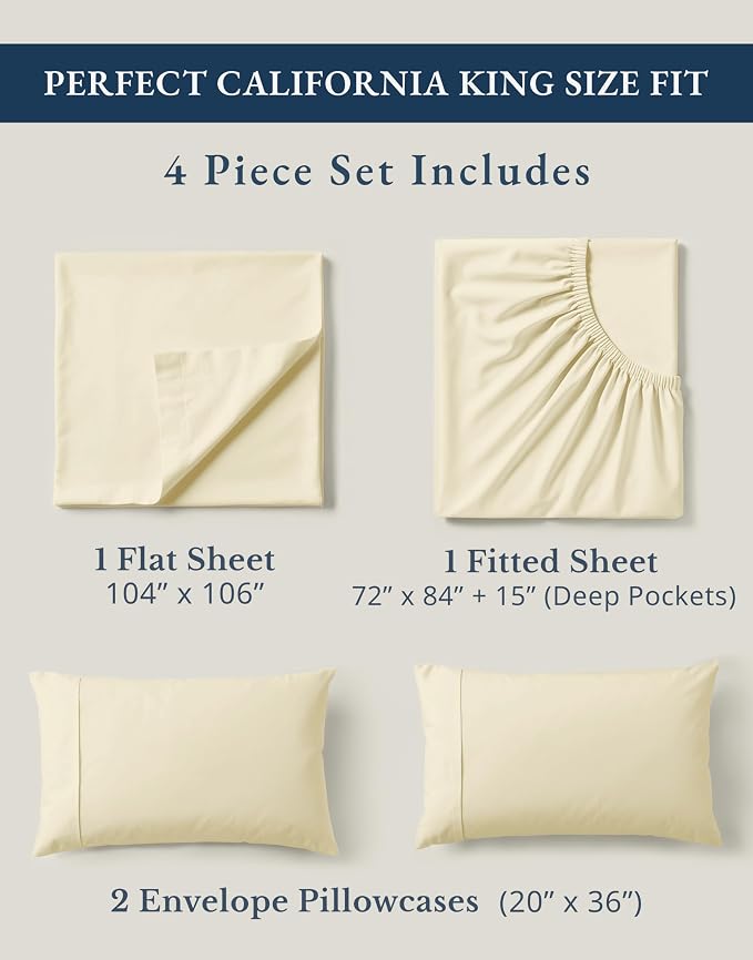 LANE LINEN 100% Organic Cotton California King Sheets Set, 4-Piece Pure Organic - Image 4
