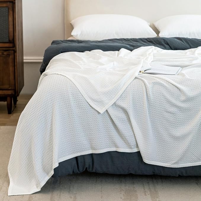 AmyHomie Cooling Waffle Blanket King Size, 100% Rayon Derived from Bamboo - Image 7