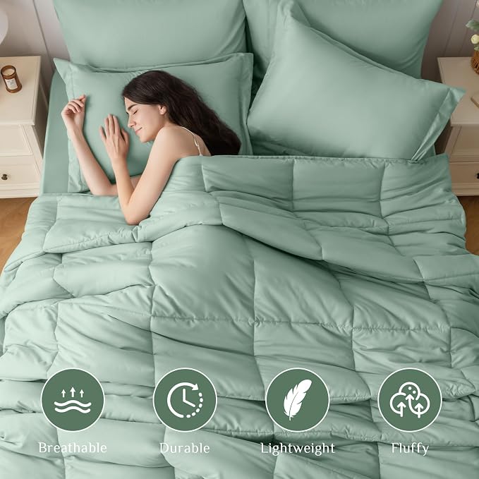 JOLLYVOGUE Queen Comforter Set, Ultra-Soft Bed in a Bag Queen Size 7 Pieces - Image 2