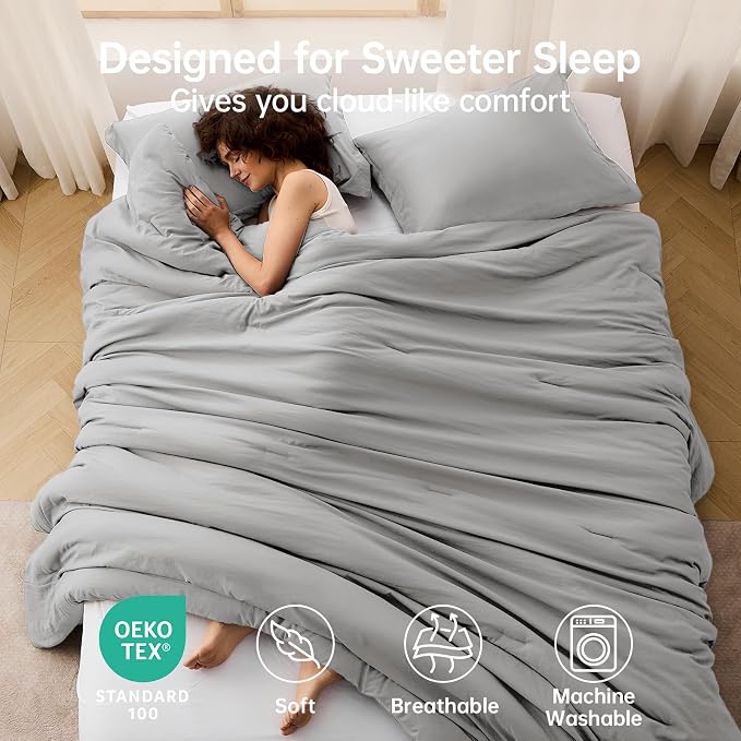 MUXHOMO King Size Comforter Set, All Season Ultra Soft Down Alternative Bedding - Image 2