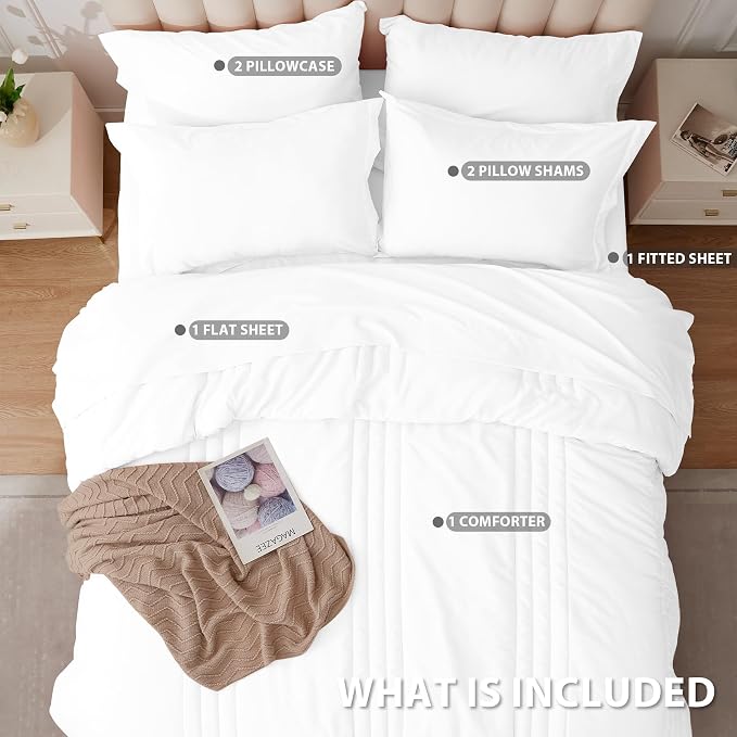 Queen Comforter Set White - Image 2