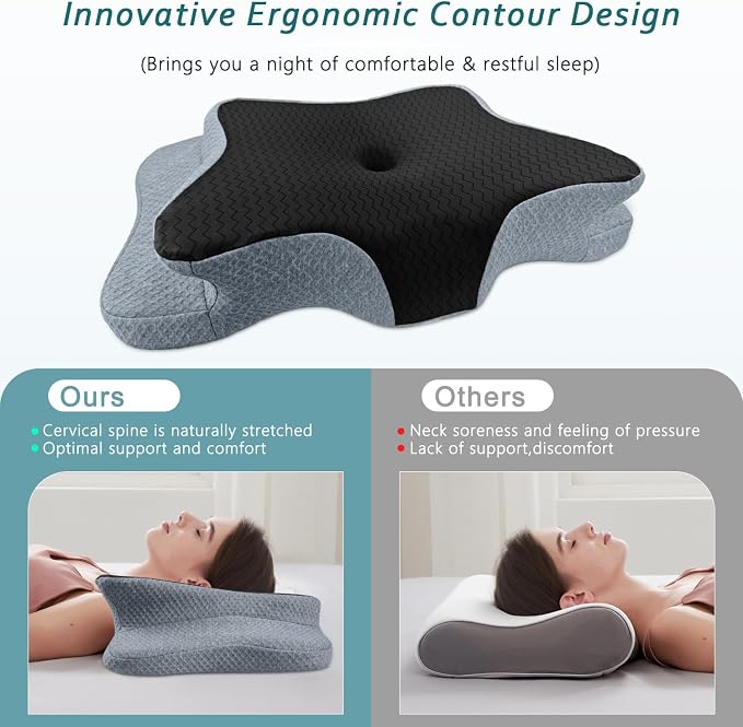 CHxxy Cervical Pillow for Neck Pain Relief, Memory Foam Pillows, Ergonomic - Image 3
