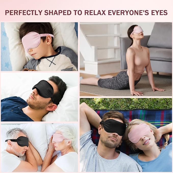 Amrules Sleep Mask Set of 2, Adjustable Silk Eye Mask - Image 6