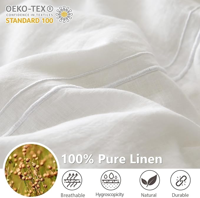 Simple&Opulence 100% Washed Linen Duvet Cover Set 88"x92" - Image 3