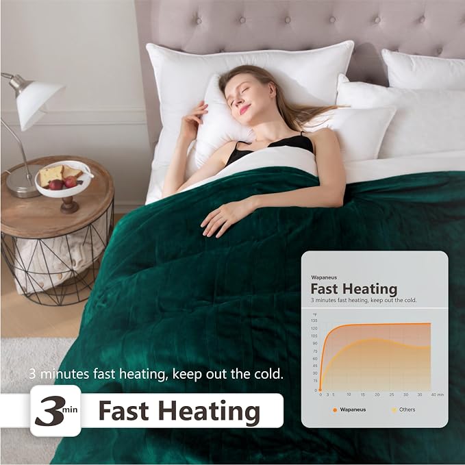 Wapaneus Heated Blanket Electric Queen Size 84"x90"-Dual Control - Image 3