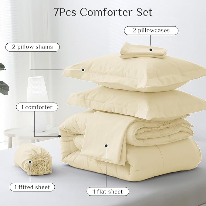 JOLLYVOGUE Full Comforter Set, Ultra-Soft Bed in a Bag Full Size 7 Pieces - Image 5
