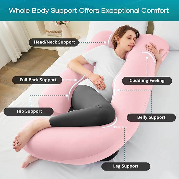 Sasttie Pregnancy Pillows for Sleeping, U Shaped Cooling Full Body Pillow - Image 2