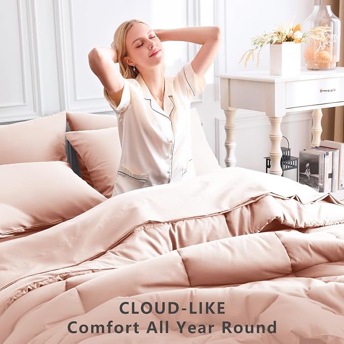 CozyLux Oversized King Comforter Sets Blush Pink, 7 Pieces Bed in a Bag - Image 4