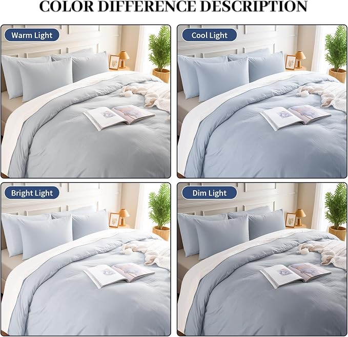 NEXHOME PRO Queen Duvet Cover Set, 100% Washed Cotton - Image 4