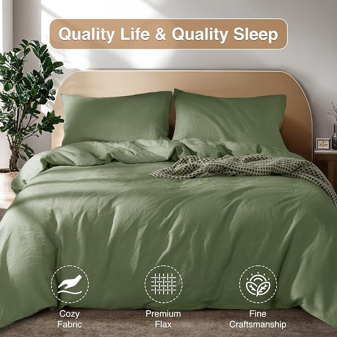 SONORO KATE 100% French Linen Duvet Cover King Size, Soft Breathable - Image 7