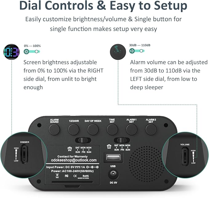 Odokee Digital Dual Alarm Clock - Image 3