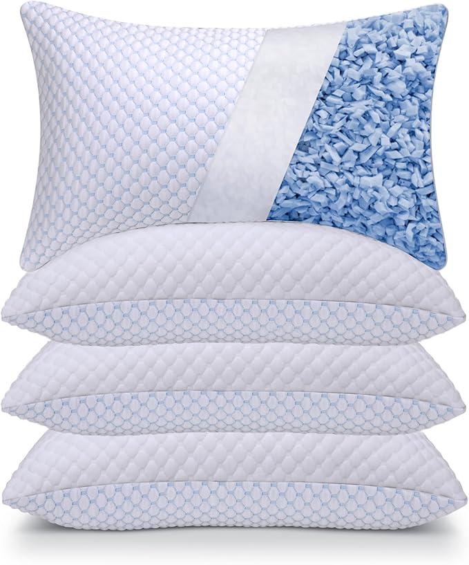 OSBED Adjustable Cooling Shredded Memory Foam Pillows King Size Set of 4 by OSBED