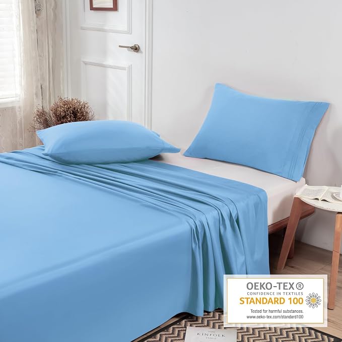Lirex Flat Sheet, Twin Size Extra Soft Brushed Microfiber 1800 Microfiber Flat - Image 4