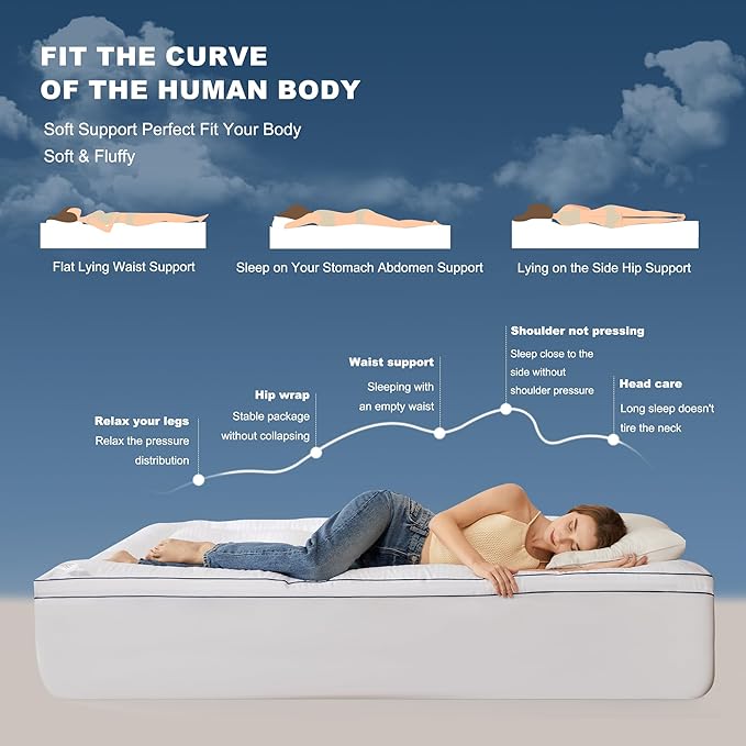 BEDLORE Queen Mattress Topper, Thick Pillow Top Bed Cover - Image 3