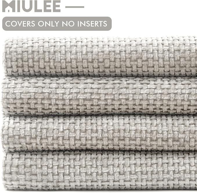 MIULEE Pack of 4 Couch Throw Pillow Covers 20x20 Inch Light Gray Soft - Image 6