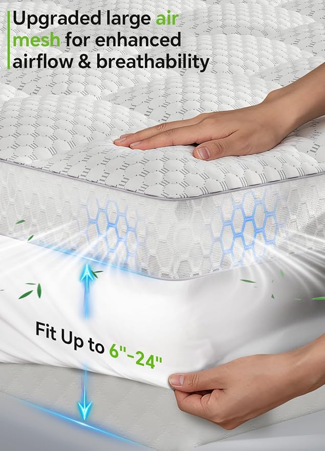 BEDELITE Queen Mattress Topper 3 Inch Thick Mattress Pad, Plush Pillow Top Bed - Image 4