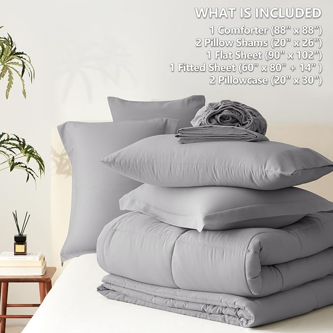 CozyLux Queen Comforter Set Grey - Image 5