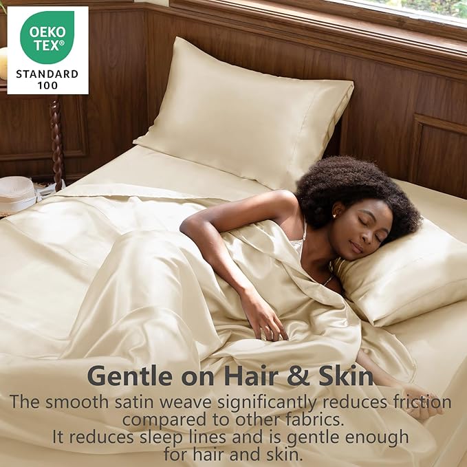 CozyLux Satin Sheets Queen Size Bed Set - Image 2