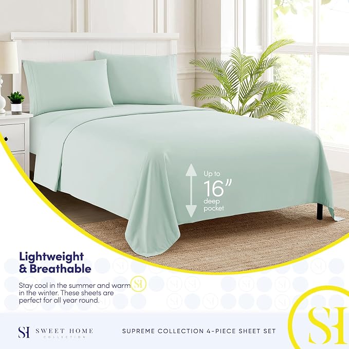 1800 Thread Count Sheet Set – Soft Egyptian Quality Brushed Microfiber Sheets – - Image 3