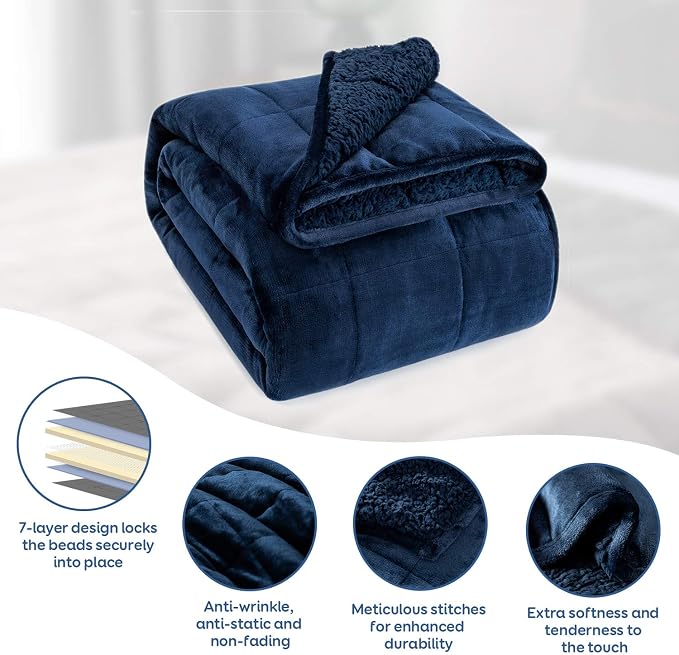 Cottonblue Weighted Blanket 20lbs 60x80 Inches, Soft Cozy Fleece Blanket On - Image 4