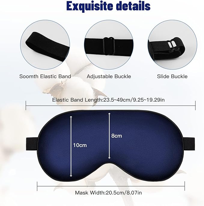 Silk Eye Mask with Adjustable Strap, Satin Blackout Sleeping Mask - Image 3