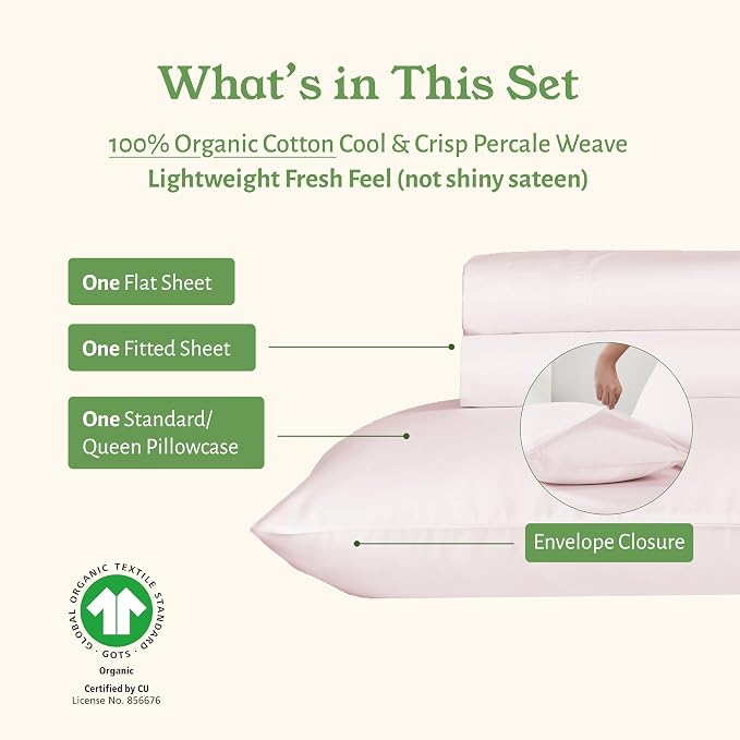 California Design Den Soft 100% Organic Cotton Bed Sheets Twin Size Set - Image 4