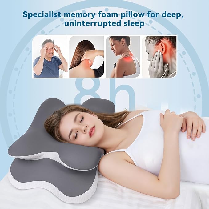 Cervical Memory Foam Pillow for Neck Pain Relief, Cooling Ergonomic Contour - Image 8