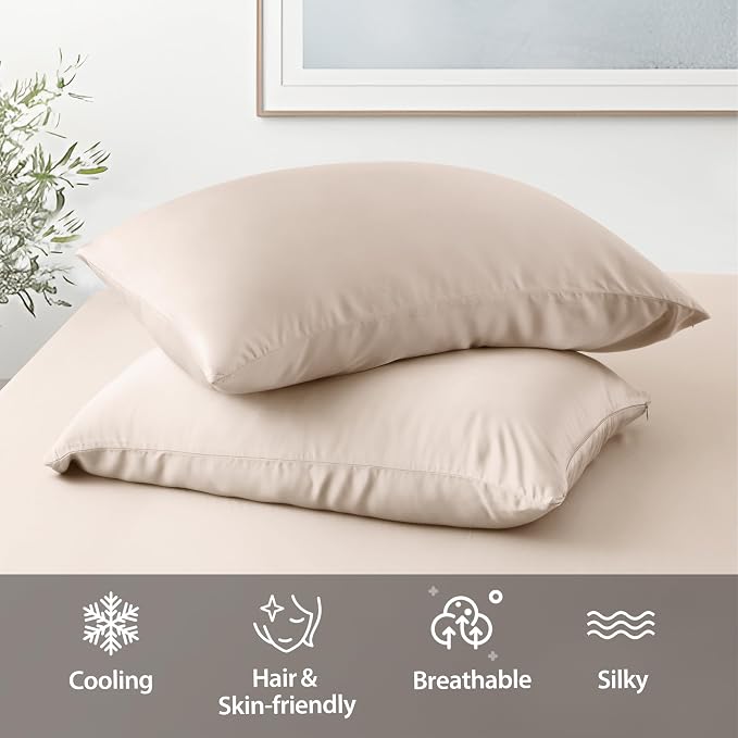 2 Pack Cooling Pillow Cases, Viscose Derived from Bamboo Pillow Protectors King - Image 5