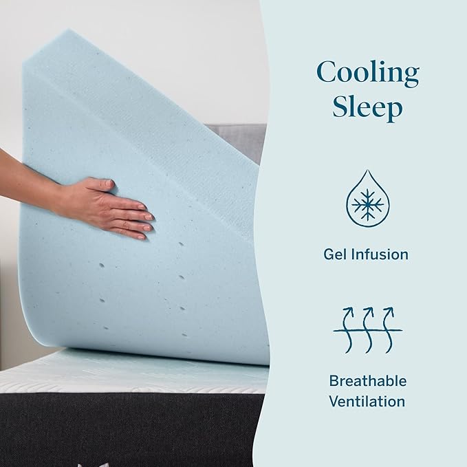 Lucid 4 Inch Memory Foam Mattress Topper, Twin XL Size – Cooling Gel Bed Topper - Image 2