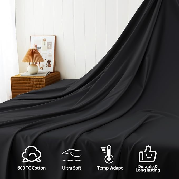 Cotton Flat Sheets Only, 600 TC 100% Cotton Flat Sheet Top Sheet Only, TwinXL - Image 4
