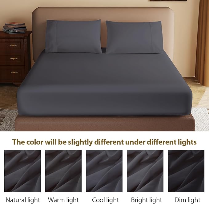 100% Egyptian Cotton Fitted Sheet Queen Size, 600 Thread Count, Soft & Elastic - Image 7