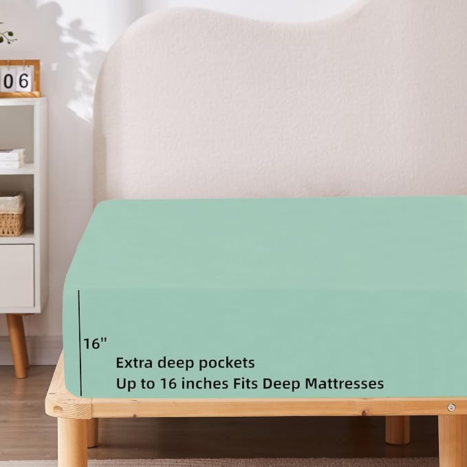 HBHLFZ Full Fitted Sheet Only, Soft Breathable Bottom Sheet - Image 3