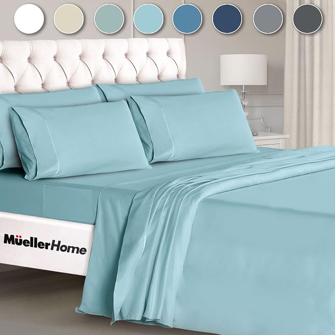 Mueller Ultratemp Bed Sheets Set, Super Soft 1800, 6 Piece California King - Image 9